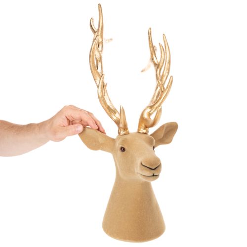 Dekorativ hjortehovedskulptur med store gevirer, 52 cm | Floristik24.dk
