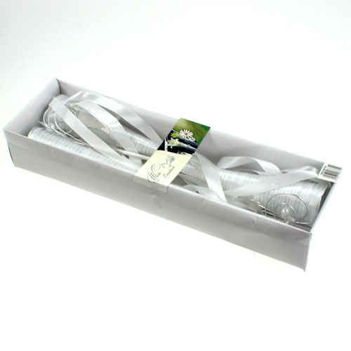 Floristik24 Satin taske hvid 40cm 3stk