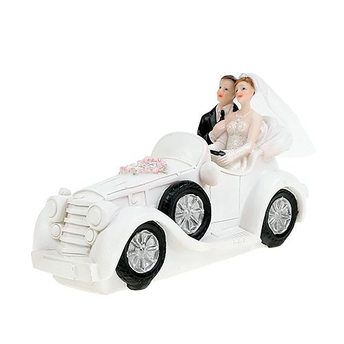 Floristik24 Brudefigur brud og brudgom i en cabriolet 15cm