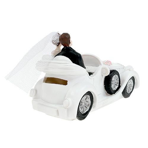 Floristik24 Brudefigur brud og brudgom i en cabriolet 15cm