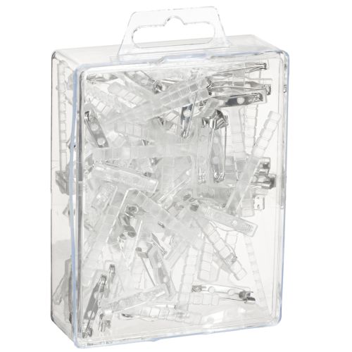 Artikel Bryllupsreversnåle transparente/sølvfarvede 5 cm 50 stk.