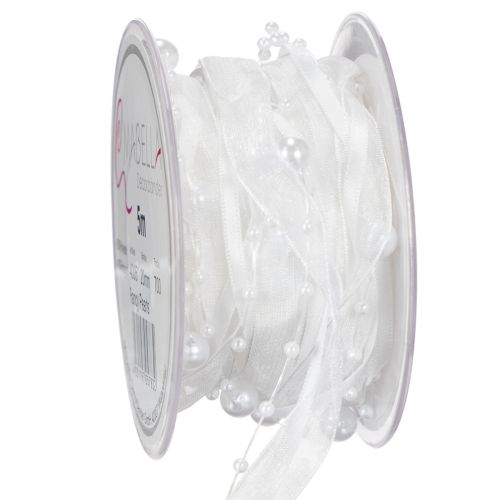 Floristik24 Bryllupsbånd hvidt 20mm 5m