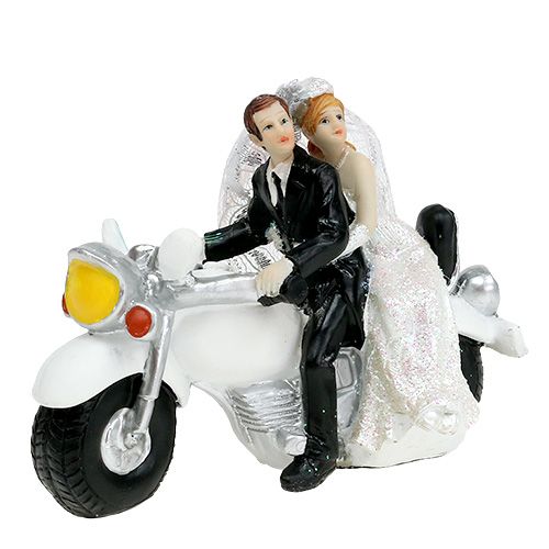 Bryllupsfigur brudeparret på motorcykel 9 cm