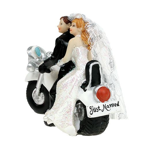 Floristik24 Bryllupsfigur brudeparret på motorcykel 9 cm