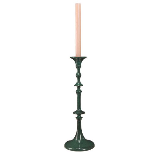 Artikel Høj lysestage metalgrøn keramisk look H38cm