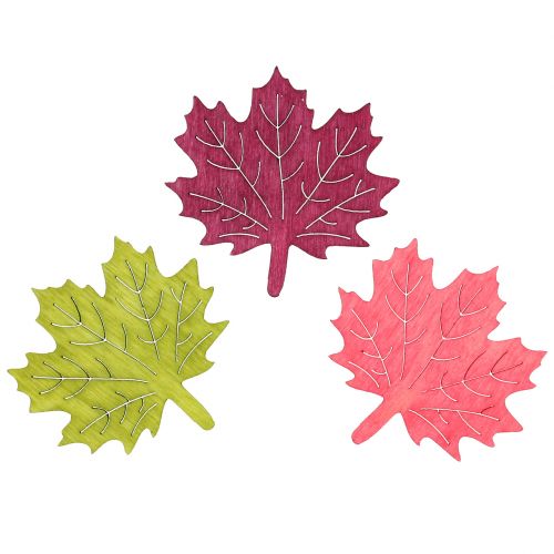 Artikel Ahornblad træ til spredning af assorterede farver 4cm 72 stk