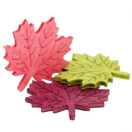 Artikel Ahornblad træ til spredning af assorterede farver 4cm 72 stk