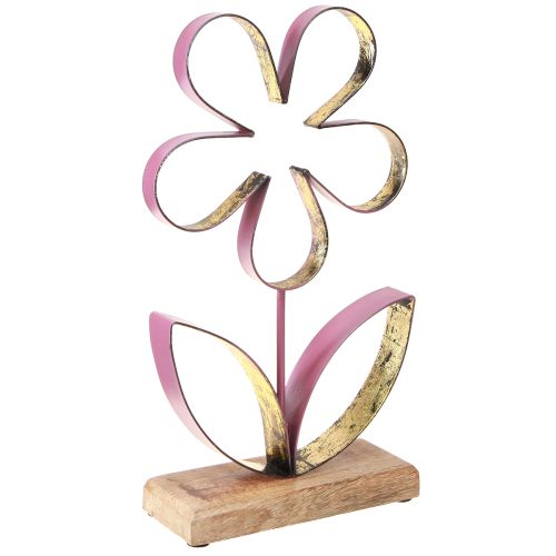 Floristik24 Træ metal dekorativ blomst på base gammel pink guld H35cm