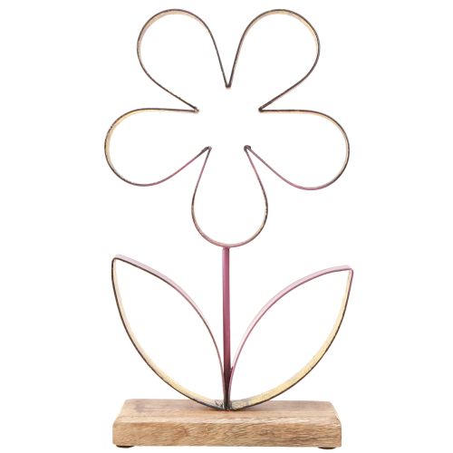 Artikel Træ metal dekorativ blomst på base gammel pink guld H35cm