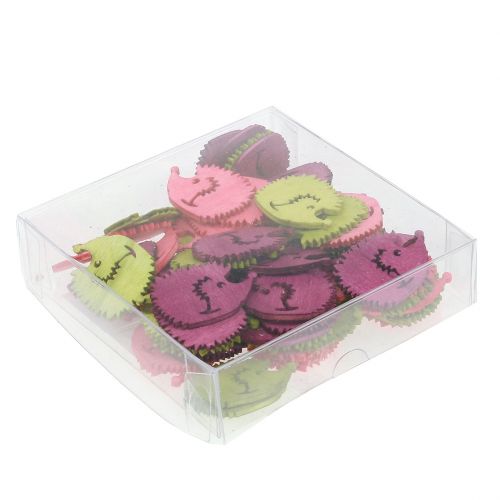 Floristik24 Pindsvine figurer træ scatter dekoration mix farverig 4cm 72 stk