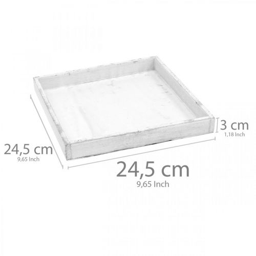 Floristik24 Dekorativ bakke hvid firkantet træbakke shabby chic 24,5×24,5cm