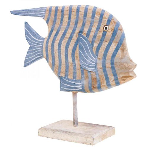 Floristik24 Træfisk deco stor, stribet deco fisk stående H30cm