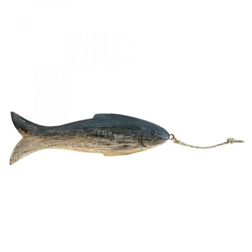 Artikel Træ fiskedekoration stor, fiskevedhæng træ 29,5cm