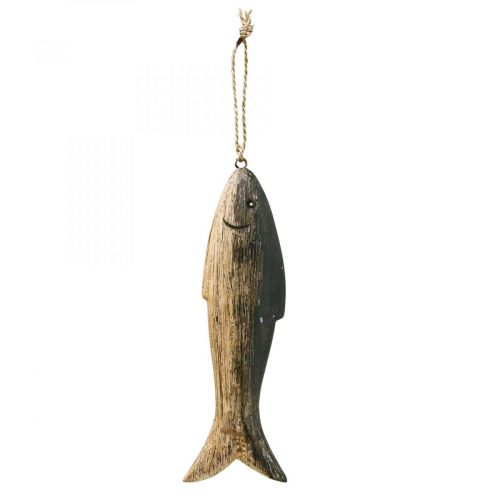 Artikel Træ fiskedekoration stor, fiskevedhæng træ 29,5cm