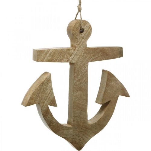 Artikel Hængende Anker Mango Træ Nautical Hanger Natural H24,5cm