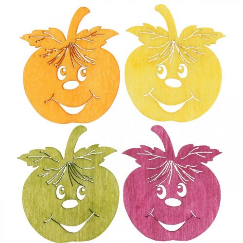 Streudeko grinende æble, efterår, borddekoration, krabbeæble, orange, gul, grøn, lyserød H3,5cm B4cm 72stk.