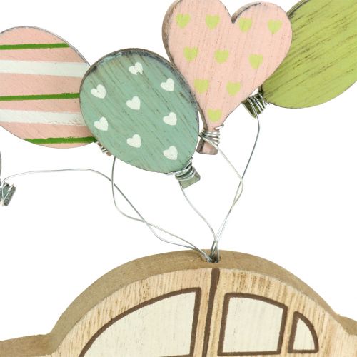 Floristik24 Træbil med balloner 17cm x 15cm 2stk