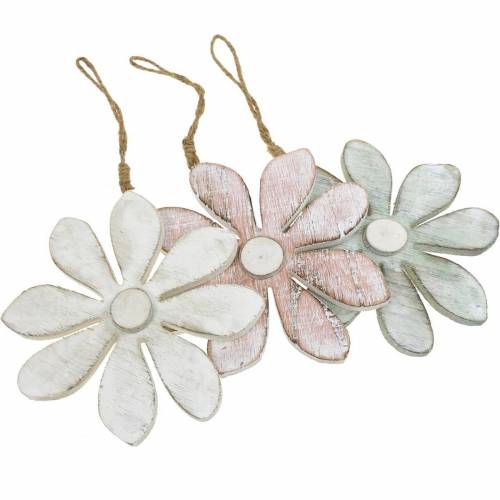 Floristik24 Pastel dekorative blomster, sommerblomster, træblomster, blomsterdekorationer til ophæng Ø12,5cm 3stk