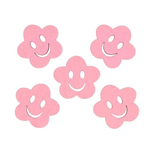 Floristik24 Træblomst med ansigt pink 2,5cm 48 stk
