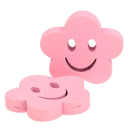 Floristik24 Træblomst med ansigt pink 2,5cm 48 stk