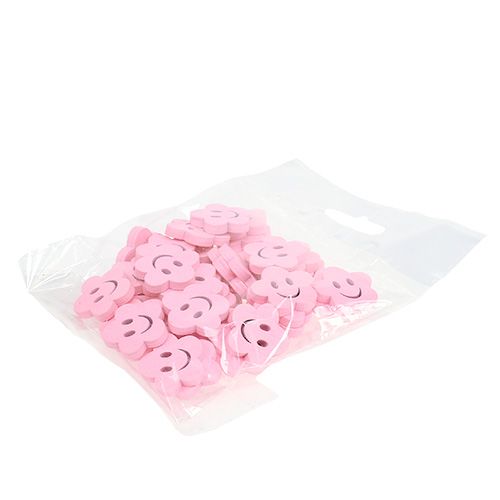 Floristik24 Træblomst med ansigt pink 2,5cm 48 stk