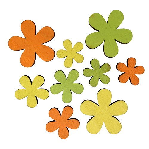 Floristik24 Træblomst 2-3,5cm orange, grøn, gul 36stk