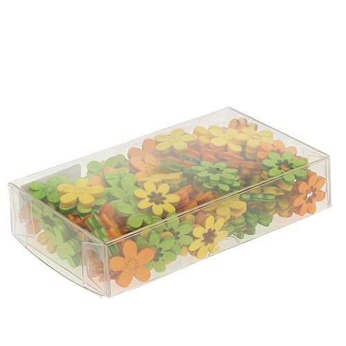Floristik24 Træ blomster kuld dekoration 2 cm farvet sortiment. 144St