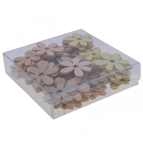 Floristik24 Træblomster spredt dekoration blomster træ beige/gul/pink Ø4cm 72 stk.