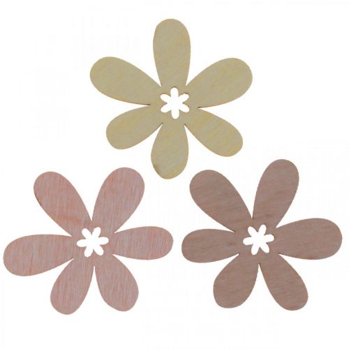 Træblomster spreder dekoration blomster træ beige/gul/pink Ø4cm 72p