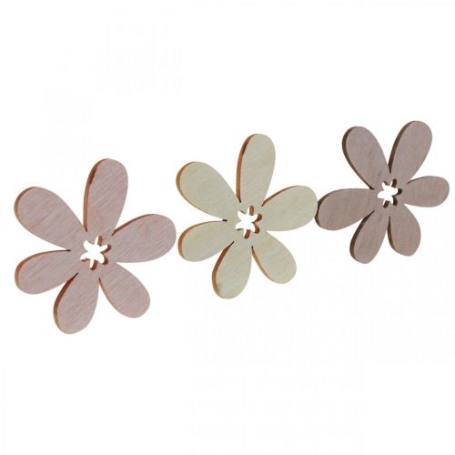 Træblomster spreder dekoration blomster træ beige/gul/pink Ø4cm 72p