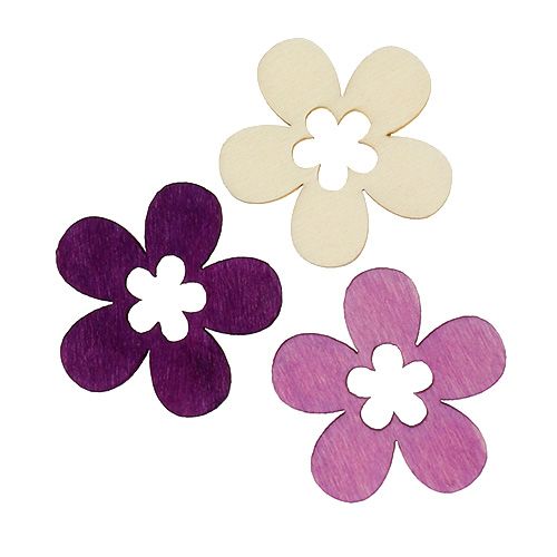 Floristik24 Træ blomster assorteret. Lilla, hvid 4cm 72 stk