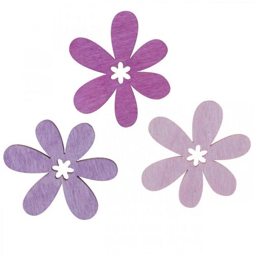 Artikel Træblomster spredt dekoration blomster træ lilla/violet/lyserød Ø4cm 72 stk.