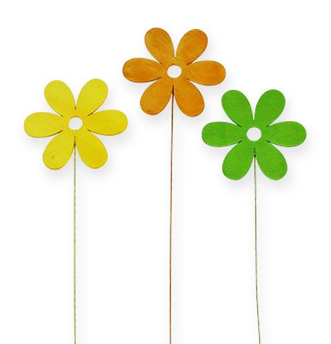 Floristik24 Træblomst på wiren 8 cm 3 farver assorteret 12st