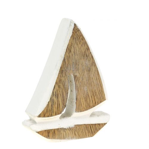 Deco båd lavet af mangotræ, hvid, 10,5 cm x 8,5 cm