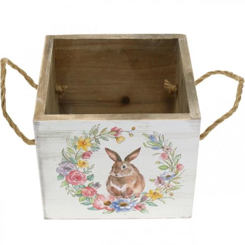 Floristik24 Deco Plantebakke Shabby Wood Hvid Kanin Plantekasse 12×14×14cm