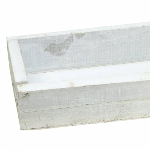 Floristik24 Træbakke vasket hvid 55,5×15,5cm H7cm