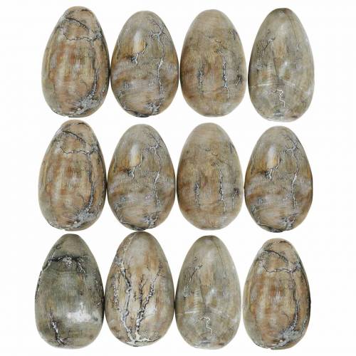 Floristik24 Deco kyllingeæg, påskeæg lavet af mangotræ naturel 12 stk