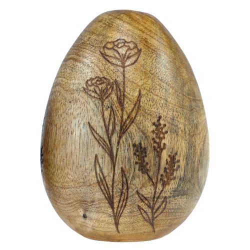 Artikel Trææg naturligt mangotræ Påskeæg lavet af træ blomsterdekor H10cm 3 stk