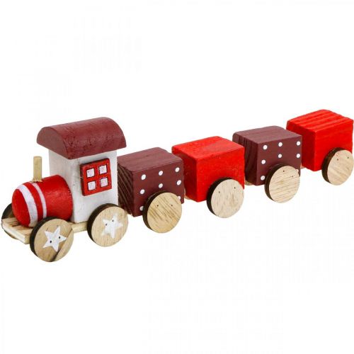Træ Jernbanedekoration Juletog Rød L20cm H6cm 2 stk