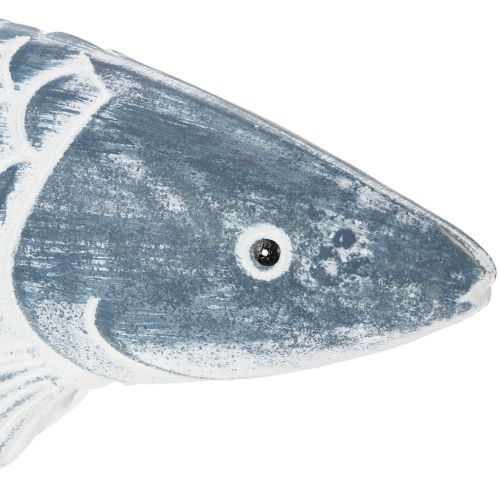 Træfisk i blå og hvid, fiskedekoration, træmel, 35 cm, 1 stk. | Floristik24.dk