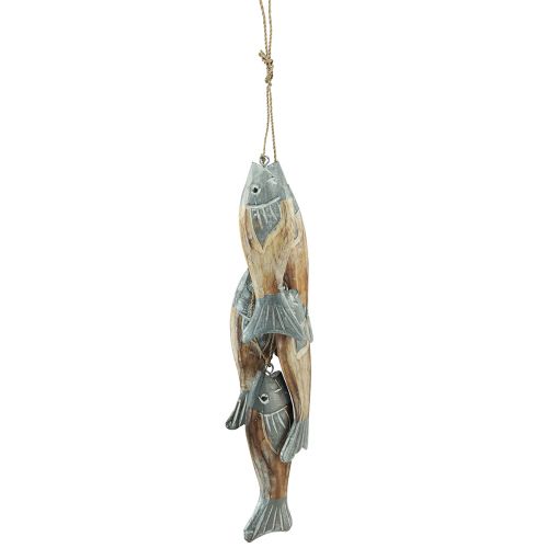 Artikel Træfisk sølvgrå bøjle med 5 fisk træ 15cm