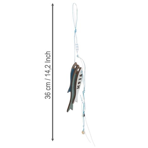 Træophæng af fisk, blå, 36 cm, 4 stk. | Floristik24.dk