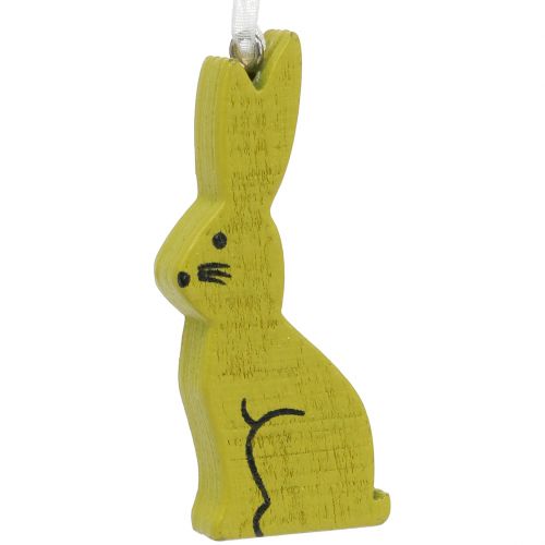 Floristik24 Træ kanin til at hænge grøn, hvid 2,5 cm x 6,5 cm 10stk