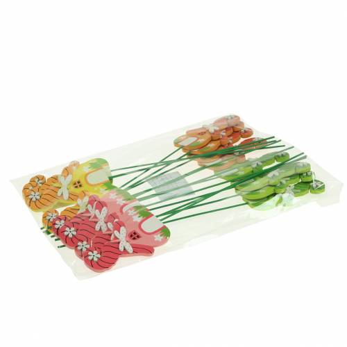 Floristik24 Blomsterprop nissehus med pind assorterede farver 5×9cm 16 stk