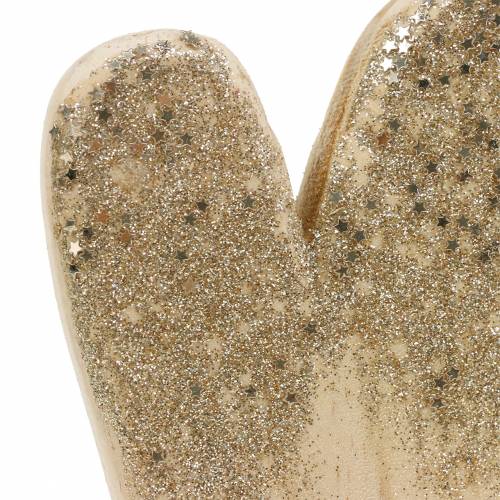 Floristik24 Dekorativt hjerte på stativ træ med glitter H27cm