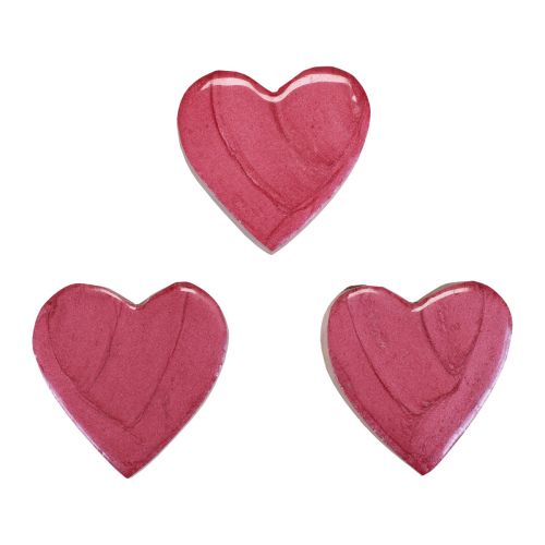 Artikel Træhjerter dekorative hjerter pink skinnende spredt dekoration 4,5 cm 8 stk.