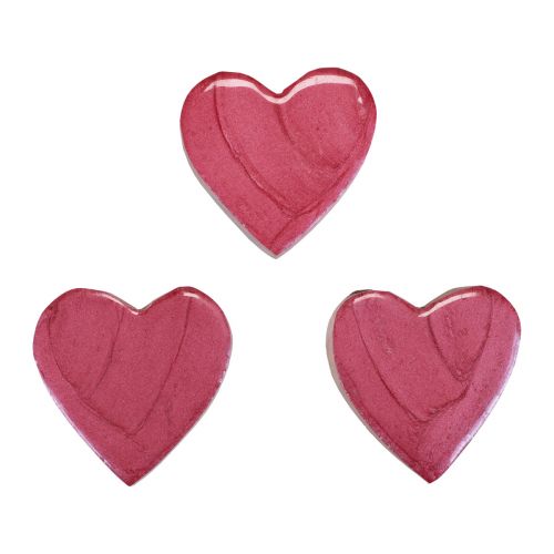 Floristik24 Træhjerter dekorative hjerter pink skinnende spredt dekoration 4,5cm 8 stk.
