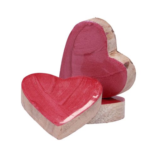 Artikel Træhjerter dekorative hjerter pink skinnende spredt dekoration 4,5cm 8 stk.