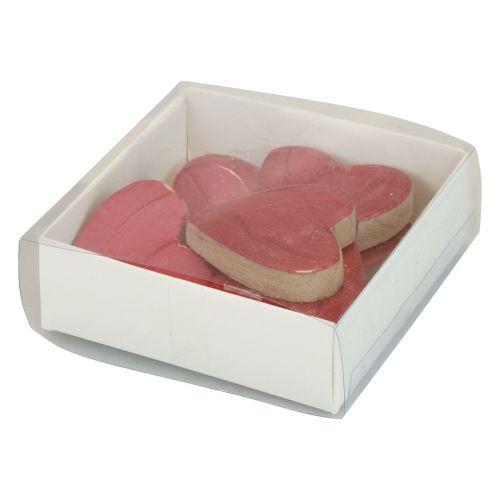 Artikel Træhjerter dekorative hjerter pink skinnende spredt dekoration 4,5cm 8 stk.