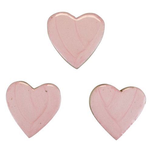 Artikel Træhjerter dekorative hjerter lys pink glans borddekoration 4,5cm 8 stk